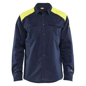 BLAKLADER - 323815178933L Camisa Multinorm Azul marino/Amarillo Hi-vis-CAMISETAS DE TRABAJO EAN 7330509904282 - Product Image 1