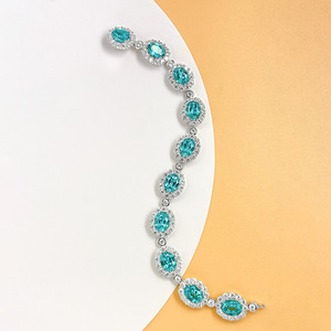 Nuovo Bracciale di Lusso 2026 a Forma di Uovo, Placcato Oro Paraba da 15 Carati, in Argento 925, Blu-Lago Verde, Gioielli da Donna per il Business - Product Image 4