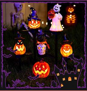 Luces Solares de Jardín para Halloween, Luces LED con Forma de Calabaza y Fantasma, Decoraciones Impermeables para Exteriores, Patio, Césped y Caminos - Product Image 3