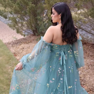 Vestido <span class=keywords><strong>de</strong></span> <span class=keywords><strong>Fiesta</strong></span> Largo con Encaje y Bordado Estilo A <span class=keywords><strong>para</strong></span> Maternidad, Colección 2025 Europea y Americana, <span class=keywords><strong>para</strong></span> Mujeres <span class=keywords><strong>Embarazadas</strong></span>, Comercio Exterior - Product Image 3