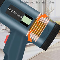 Pistola de Aire Caliente Eléctrica Industrial para Bricolaje, 2000W, Pantalla LCD, Enchufe Europeo, Temperatura Ajustable 300-600°C, Multifuncional, para Termoencogimiento