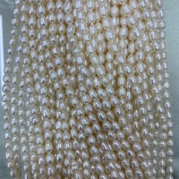 Perles en vrac de qualité 2A, blanches, roses, violettes, de 3 mm à 8 mm, en forme de goutte, ovales, perles de culture d'eau douce naturelles, en forme de riz, enfilées sur une brinche