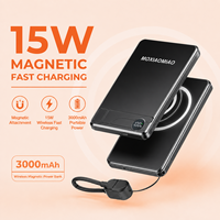 Batterie externe magnétique sans fil 5000/10000mAh ultra-mince 20W à charge rapide en alliage d'aluminium avec LED et support, logo personnalisé OEM B2B