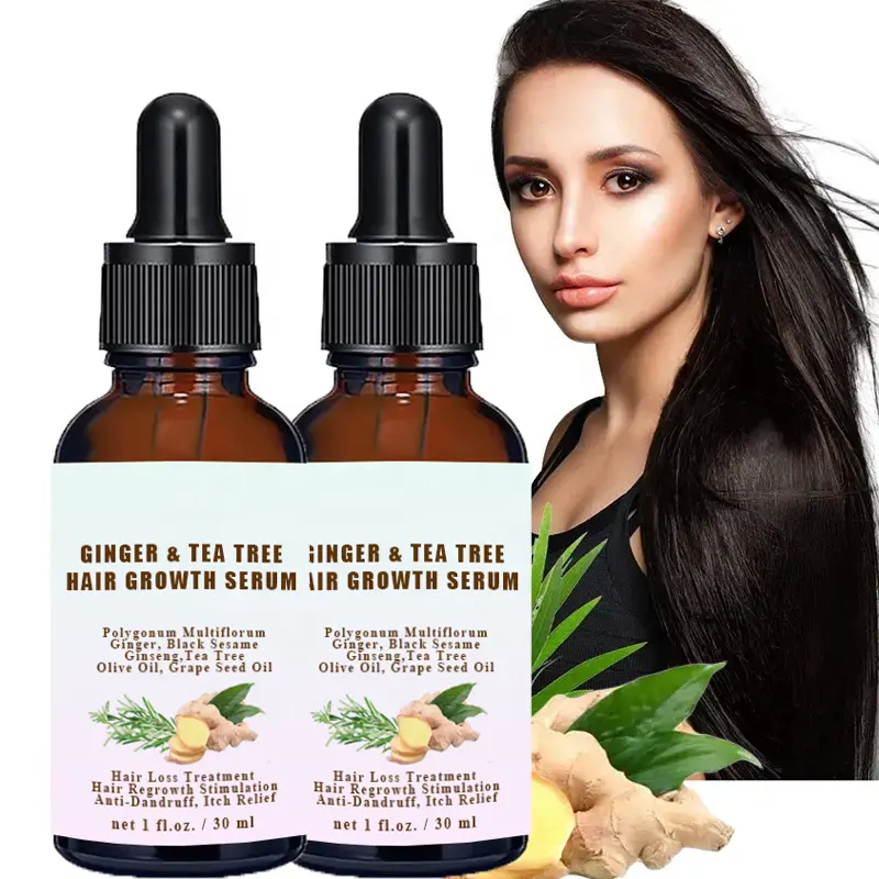 Label pribadi minyak rambut perawatan kulit kepala jahe organik Ginseng Perawatan Rambut rontok cepat Serum pertumbuhan rambut hitam minyak esensial penumbuh kembali