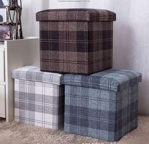 Home Linen Fabric Footstool Cube <b>Storage</b> Box Shoe <b>Bench</b> Foot Rest Suitable for Bedroom <b>Hallway</b> Living Room - Product Image 1