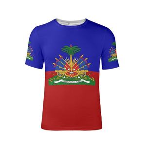 T-shirt con Logo personalizzato bandiera Haiti di alta qualità t-shirt con bandiera haitiana camicie in poliestere per uomo di moda <span class=keywords><strong>abbigliamento</strong></span> da palestra di lusso - Product Image 2