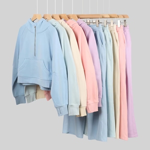 Conjuntos de Roupas Femininas Personalizadas com Logo, 2 Peças, Suéteres com Gola e Zíper, Calças de Perna Larga, Conjuntos de YOGA - Product Image 5