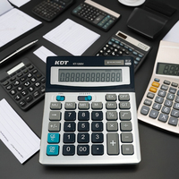 Calculatrice électronique de bureau grise à 12 chiffres en gros Clé durable en verre Grand écran Fournitures de bureau fantaisie Calculatrice à 12 chiffres