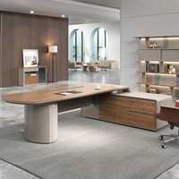 Ensemble de bureau de direction de luxe pour PDG, table d'ordinateur extensible moderne en bois, mobilier de bureau de marque ML, garantie de 6 ans