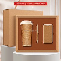 Coffret cadeau d'entreprise personnalisé Tasse, stylo, chargeur externe avec logo, paille de blé, souvenirs promotionnels coffret cadeau commercial de luxe pour les clients