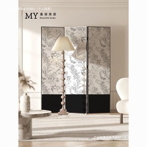 Modern Minimalist French Style Folding <b>Screen</b> <b>Partition</b> With Floral Print For Living Room Bedroom Entryway Decoration - Product Image 3