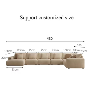 Meubles de salon de haute qualité, canapé modulaire beige, combinaison moderne de luxe en forme de L, ensemble de canapés sectionnels avec rembourrage en éponge - Product Image 4