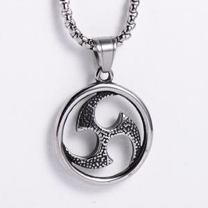 Collar de joyería de moda para mujer, collar con colgante de acero inoxidable, estilo retro redondo - Product Image 2