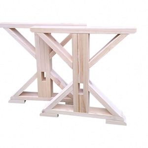 Rubber Wood Carved X-Frame Dining <b>Table</b> <b>Legs</b> with Iron Finish Modern Design for Outdoor & Hospital Use - Product Image 3