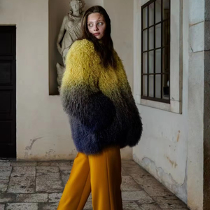 Vente chaude lâche femmes <span class=keywords><strong>court</strong></span> couleur mélangée laine fourrure pardessus coloré <span class=keywords><strong>manteau</strong></span> <span class=keywords><strong>femme</strong></span> pour vêtements d'extérieur - Product Image 4