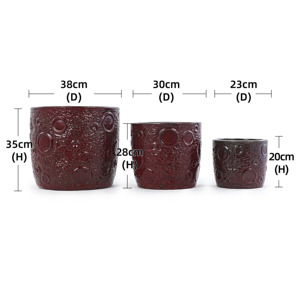 Pot de fleurs en céramique verni bordeaux de style américain - Jardinière écologique durable avec trou de drainage - Product Image 4