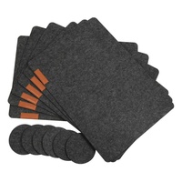 Lot de 6 napperons et sous-verres en feutre de polyester de haute qualité avec logo personnalisé en cuir PU