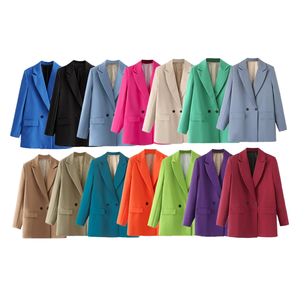 Blazer de <span class=keywords><strong>Mujer</strong></span> ZA, Novedad de Principios de Otoño 2026, 21 Colores, Estilo Casual, Holgado, Cuello en V, Transpirable, Cruzado, a la Moda - Product Image 1