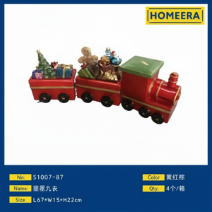 Ingrosso treno in resina rossa brillante figurina scatola da 4 pezzi 61x15x22cm sculture Decorative - Product Image 1