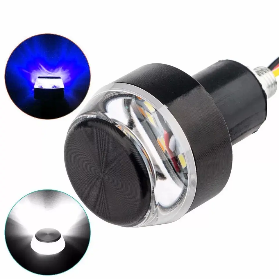 Led Richtingaanwijzers Licht Voor Motorfiets Handvat Bar Einde Blinker Voor 22Mm Stuur Amber Grip Plug Signaallicht Knipperende Lamp