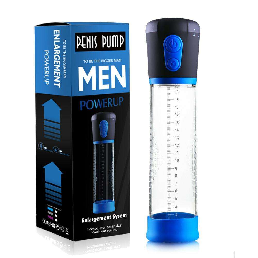 MEN PowerUp Penis Vacuum Pump – Automatic Male Vacuum Enlargement Pump with Adjustable Suction, Pressure Control & Transparent Measurement Cylinder  (Battery)