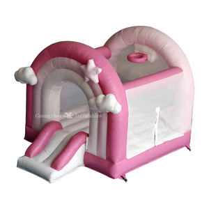 Commercial intérieur-extérieur enfants gonflable rose Macaron <span class=keywords><strong>étoiles</strong></span> nuage petit lit de saut enfants rebond <span class=keywords><strong>château</strong></span> gonflable rebond maison - Product Image 1