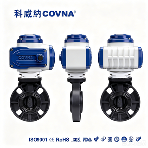 วาล์วผีเสื้อพลาสติก PVC พร้อมตัวกระตุ้นไฟฟ้าแบบหมุน 24V DC ขนาด DN100 8 นิ้ว แบบหน้าแปลนคู่ พร้อมซีลยาง ลดราคาพิเศษ COVNA B2B - Product Image 2