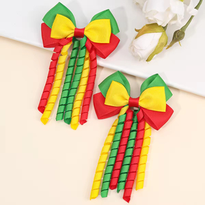 CN 2er-Set Regenbogen-Haarschleifen-Clips mit langen Korker-Quasten, Haarspangen für Mädchen und Kleinkinder, Farbverlauf-Accessoires - Product Image 5