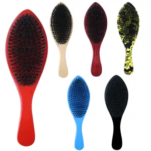 Brosse à cheveux incurvée douce 360 brosses à vagues en gros Logo personnalisé en bois 100% poils de sanglier hommes 7 jours paquet OPP personnalisé