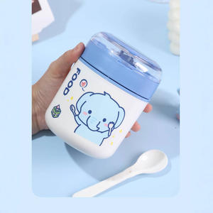 Cartoon Stainless Steel Insulated <b>Soup</b> <b>Cup</b> 304 Vacuum Flask For Travel Breakfast Milk Oatmeal Adults Round Design - Product Image 3
