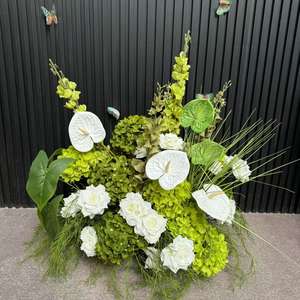 Arcos de Cuernos Verdes y Blancos de Moda de 8x8 pies, Arcos Florales Tropicales para Decoración de Bodas - Product Image 3