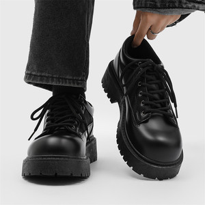 Chaussures Derby décontractées pour hommes, <span class=keywords><strong>originales</strong></span>, haut de gamme, noires, à semelle épaisse, rehaussantes, en PU, à lacets, respirantes, en maille, style Cleanfit - Product Image 2
