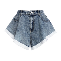 Ripped Denim Shorts for Women, High Waist, Tassel, Diamond