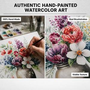 Peinture murale sur toile encadrée, <span class=keywords><strong>bouquet</strong></span> floral aquarelle vintage dans un vase, <span class=keywords><strong>fleurs</strong></span> colorées - Grande Vente - Product Image 6