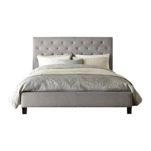 高品质简约风格高床头板聚酯双层软垫床架