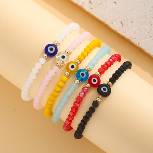 Bracelet œil <span class=keywords><strong>turc</strong></span> multicolore en perles de cristal, tendance pour femme et étudiante, vente chaude transfrontalière - Product Image 3
