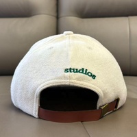Casquette de baseball brodée en polaire de laine unie pour homme, style vintage à deux panneaux, visière courte, personnalisable, 5 panneaux avec sangle en cuir
