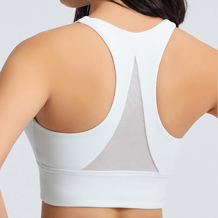 Hight Strength White Breathable Mesh Sport Bra Woman Brushed Nude Yoga Workout Bra Sports Underwear Fitness Gym Sport Tops Bra