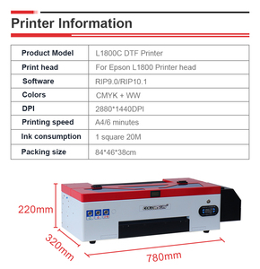 Impresora de inyección de tinta Colorsun L1800 DTF A3, impresora de transferencia de hojas DTF, máquina de impresión de camisetas, pegatinas y prendas de vestir. - Product Image 2