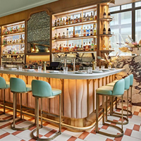 Ensemble de tabourets de bar et table en rotin et bois modernes pour hôtel, restaurant, mini-bar, cuisine, mobilier commercial
