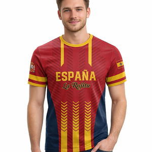 Camiseta Deportiva Casual de Manga Corta para Hombre, Cuello Redondo, Selección Española de Fútbol, Mundial 2026, La Rojita - Product Image 1