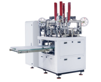 Machine de cerclage entièrement automatique à commande PLC et entraînement hydraulique, sans matrice, à alimentation par convoyeur, pour boîtes cadeaux, vêtements et produits chimiques