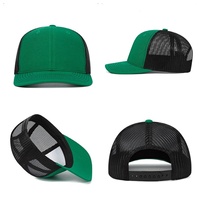 Casquette de baseball décontractée personnalisable à blocs de couleur avec dos en maille ajustable, style camionneur, 6 panneaux, en polycoton, avec logo brodé et patch, fermeture snapback