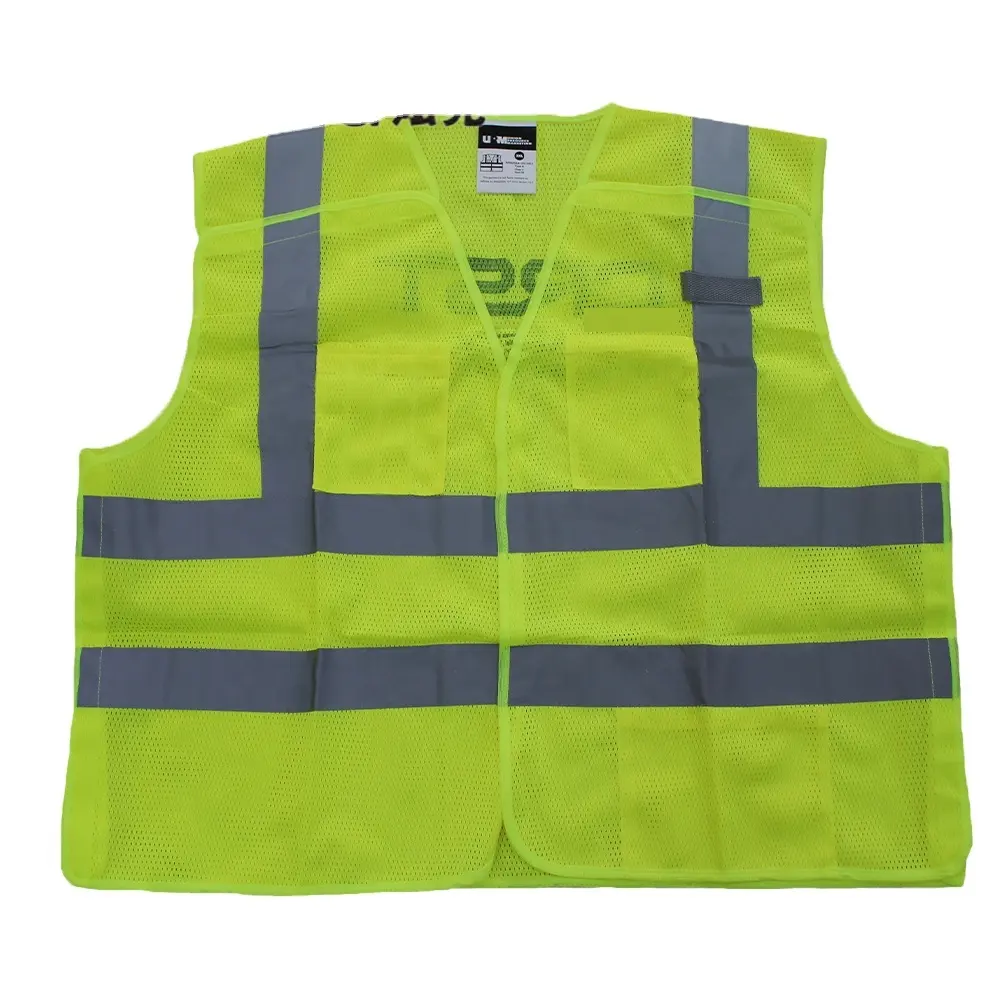 Hot sale 5 point breakaway reflective safety vest multi-pockets high visibility breath mesh fabric men's vest with logo