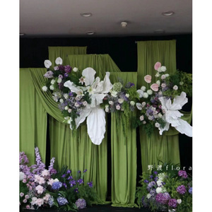 Tela de velo para fondo de boda al aire libre, arreglo floral para boda, decoración de techo de seda verde leche - Product Image 1