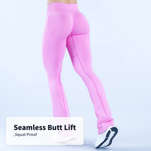 CIYING Vente en gros Leggings évasés sans couture à taille haute pour femme, avec effet froncé invisible, style V-Cross, coupe bootcut, pour le yoga - Product Image 4