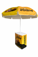Stand promotionnel portable en métal pour l'extérieur, stand d'exposition, table de promotion avec parasol