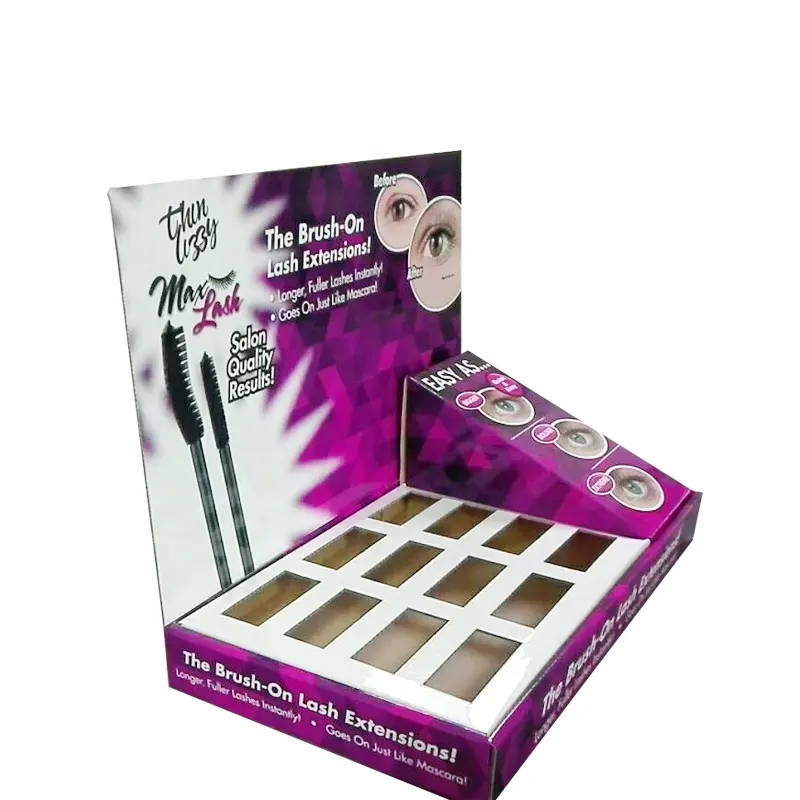 Custom logo Cardboard eyebrow pencil eyelash Lipstick for Maybelline Makeup eco friendly packaging Counter display stand