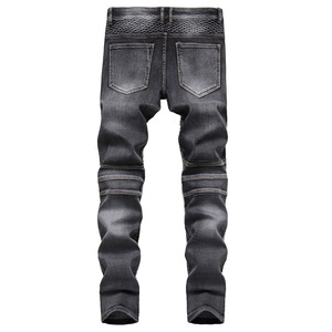 Venta al por mayor Rodilleras para montar Jeans Pantalones vaqueros de motocicleta nostálgicos Pantalones ajustados para <span class=keywords><strong>hombre</strong></span> - Product Image 4