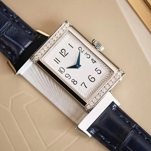 <span class=keywords><strong>Orologio</strong></span> <span class=keywords><strong>da</strong></span> <span class=keywords><strong>Polso</strong></span> Elegante <span class=keywords><strong>da</strong></span> Donna con Cassa Reversibile in Stile Designer, Cristallo Zaffiro, Numeri Arabi Blu e Cinturino in Pelle Nera - Product Image 2